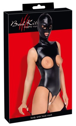 Bad Kitty - Seksowne Skórzane Body Bez Biustu Z Maską M Bad Kitty