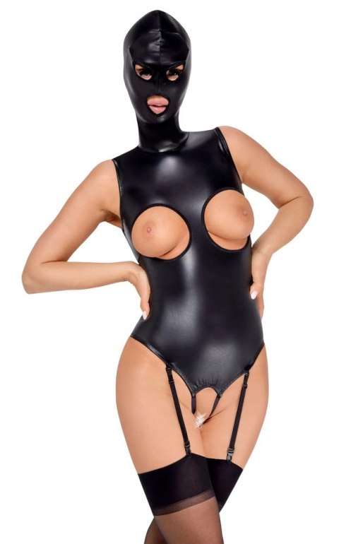Bad Kitty - Seksowne Skórzane Body Bez Biustu Z Maską M Bad Kitty Bad Kitty - Seksowne Skórzane Body Bez Biustu Z Maską M Bad Kitty