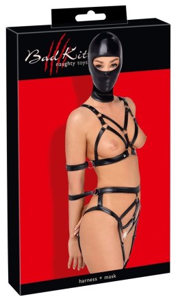 Bad Kitty - Skórzany Zestaw Uprzęży Z Paseczków I Maski Na Głowę L Bad Kitty