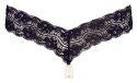 Cottelli LINGERIE - Czarne Koronkowe Stringi Z Naszyjnikiem Z Pereł W Kroku M Cottelli LINGERIE
