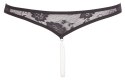 Cottelli LINGERIE - Czarne Koronkowe Stringi Z Perłami W Kroczu S Cottelli LINGERIE