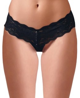 Cottelli LINGERIE - Koronkowe Stringi Z Perełkami W Kroczu Czarne L Cottelli LINGERIE