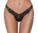 Cottelli LINGERIE - Koronkowe Stringi Z Perłowymi Odpinanymi Łańcuszkami S/M Cottelli LINGERIE