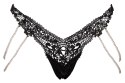Cottelli LINGERIE - Koronkowe Stringi Z Perłowymi Odpinanymi Łańcuszkami S/M Cottelli LINGERIE