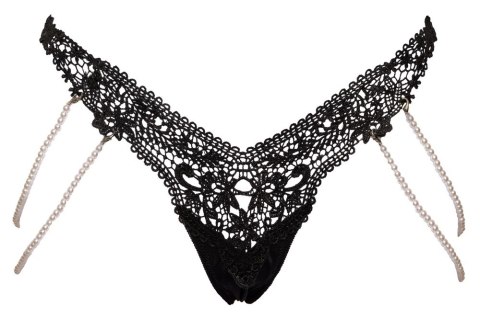 Cottelli LINGERIE - Koronkowe Stringi Z Perłowymi Odpinanymi Łańcuszkami S/M Cottelli LINGERIE Cottelli LINGERIE - Koronkowe Stringi Z Perłowymi Odpinanymi Łańcuszkami S/M Cottelli LINGERIE
