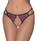 Cottelli LINGERIE - Seksowne Mocno Wycięte Koronkowe Majteczki Czarno-Czerwony S-L Cottelli LINGERIE