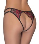 Cottelli LINGERIE - Seksowne Mocno Wycięte Koronkowe Majteczki Czarno-Czerwony S-L Cottelli LINGERIE