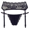 Cottelli LINGERIE - Seksowny Koronkowy Pas Do Pończoch I Stringi Czarne M Cottelli LINGERIE