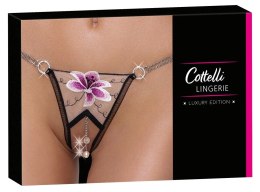 Cottelli LINGERIE - Stringi Bez Krocza Z Delikatnej Siateczki I Eleganckim Haftem S/M Cottelli LINGERIE