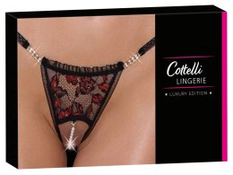 Cottelli LINGERIE - Stringi Z Delikatnej Kwiatowej Koronki Z Perełkami W Kroczu M/L Cottelli LINGERIE
