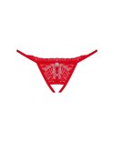Obsessive - Seksowne Koronkowe Czerwone Stringi Bez Krocza Chilisa M/L Obsessive