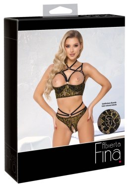 Abierta Fina - Koronkowy 2-Częściowy Set Biustonosz I Majteczki Czarny 85B/L Abierta Fina