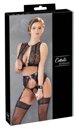 Cottelli Bondage - 3-Częściowy Koronkowy Komplecik Bondage Czarny M Cottelli BONDAGE