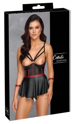 Cottelli Bondage - Seksowny Gorsecik Bez Biustu Z Mankietami + Stringi 85C/XL Cottelli BONDAGE