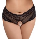 Cottelli CURVES - Czarne Figi Bez Krocza Z Perełkami I Wstążką 2XL Cottelli CURVES