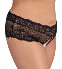 Cottelli CURVES - Czarne Figi Bez Krocza Z Perełkami I Wstążką 2XL Cottelli CURVES