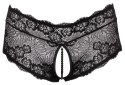 Cottelli CURVES - Czarne Figi Bez Krocza Z Perełkami I Wstążką 2XL Cottelli CURVES