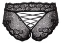 Cottelli CURVES - Czarne Figi Bez Krocza Z Perełkami I Wstążką 2XL Cottelli CURVES