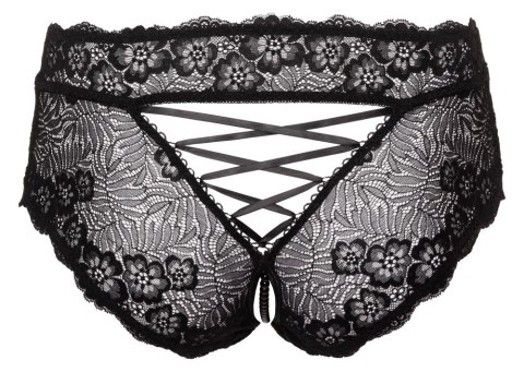 Cottelli CURVES - Czarne Figi Bez Krocza Z Perełkami I Wstążką 2XL Cottelli CURVES Cottelli CURVES - Czarne Figi Bez Krocza Z Perełkami I Wstążką 2XL Cottelli CURVES