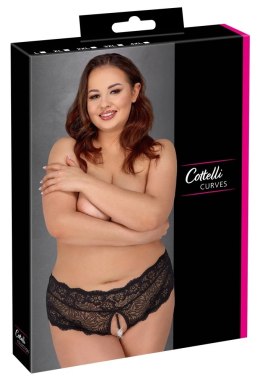 Cottelli CURVES - Czarne Figi Bez Krocza Z Perełkami I Wstążką 3XL Cottelli CURVES