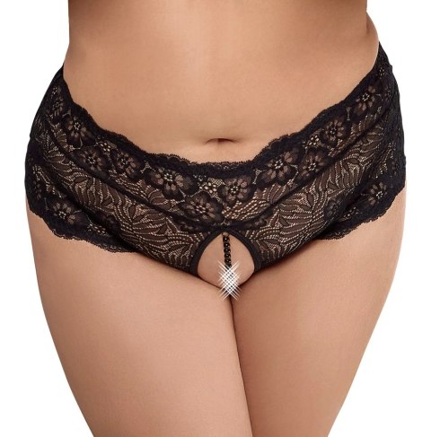 Cottelli CURVES - Czarne Figi Bez Krocza Z Perełkami I Wstążką 4XL Cottelli CURVES Cottelli CURVES - Czarne Figi Bez Krocza Z Perełkami I Wstążką 4XL Cottelli CURVES