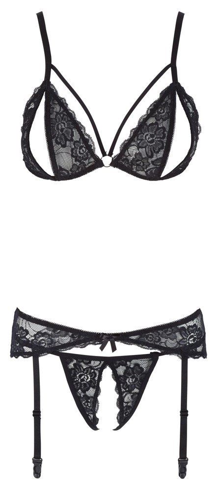 Cottelli LINGERIE - 3-Częściowy Zestaw Z Delikatnej Kwiatowej Koronki Czarny L Cottelli LINGERIE Cottelli LINGERIE - 3-Częściowy Zestaw Z Delikatnej Kwiatowej Koronki Czarny L Cottelli LINGERIE