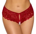 Cottelli LINGERIE - Gorące Czerwone Figi Z Koronki Bez Krocza M Cottelli LINGERIE