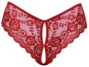 Cottelli LINGERIE - Gorące Czerwone Figi Z Koronki Bez Krocza M Cottelli LINGERIE