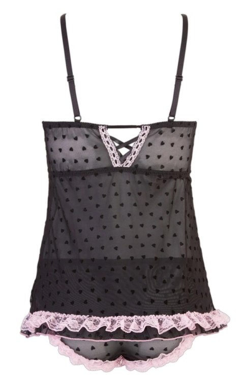 Cottelli LINGERIE - Seksowna Siateczkowa Koszulka Nocna I Spodenki W Serduszka Z Różową Koronką M Cottelli LINGERIE Cottelli LINGERIE - Seksowna Siateczkowa Koszulka Nocna I Spodenki W Serduszka Z Różową Koronką M Cottelli LINGERIE