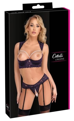 Cottelli LINGERIE - Seksowny 2-Częściowy Komplecik Z Fioletowej Koronki I Białymi Perłami 85B/L Cottelli LINGERIE
