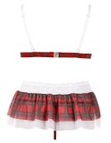 Cottelli LINGERIE - Seksowny 3-Częściowy Komplecik W Kratę Z Białą Koronką L Cottelli LINGERIE