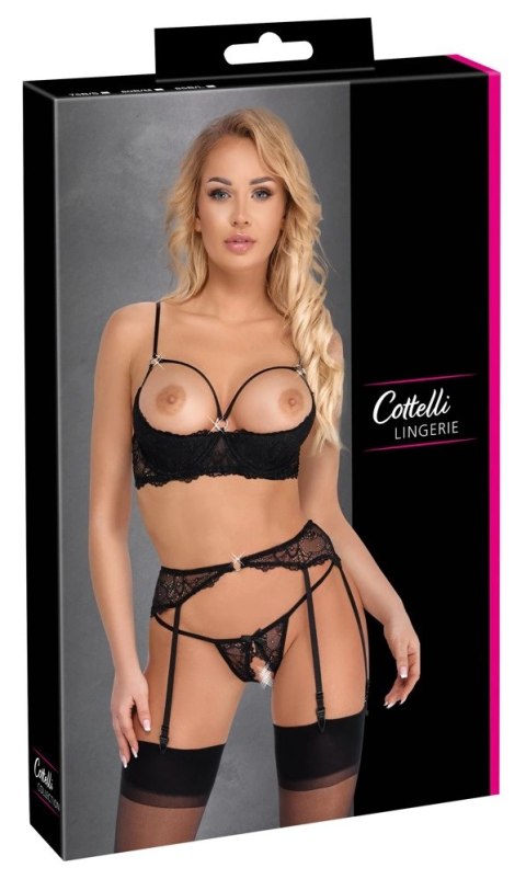 Cottelli LINGERIE - Seksowny Koronkowy 3-Częściowy Zestaw Czarny 80B/M Cottelli LINGERIE Cottelli LINGERIE - Seksowny Koronkowy 3-Częściowy Zestaw Czarny 80B/M Cottelli LINGERIE