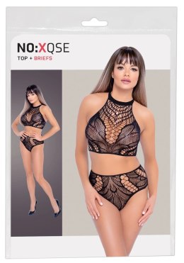 NO:XQSE - Seksowny Top I Figi Z Elastycznej Siateczki Czarne S-L NO:XQSE