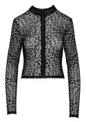 Noir - Seksowny Panterkowy Top Z Długim Rękawem Czarny XL Noir