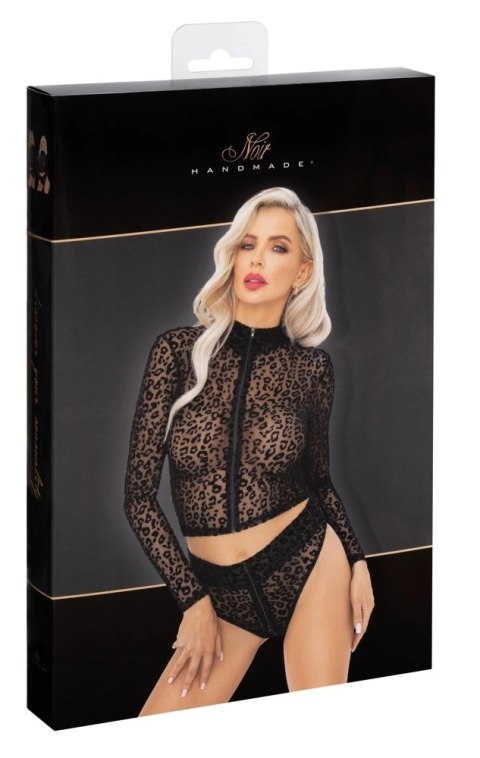 Noir - Seksowny Panterkowy Top Z Długim Rękawem Czarny S Noir Noir - Seksowny Panterkowy Top Z Długim Rękawem Czarny S Noir