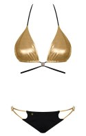 Obsessive - Seksowne Bikini Złoty Biustonosz I Czarne Majteczki Goldivia M Obsessive