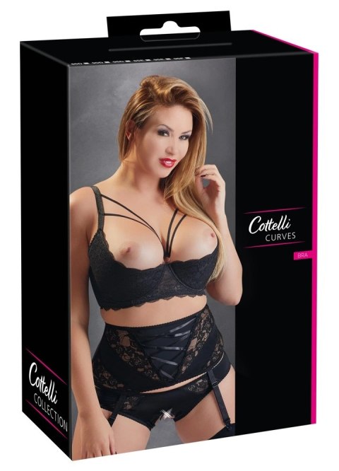 Cottelli CURVES - Biustonosz Z Odkrytym Biustem I Ozdobnymi Paseczkami Czarny 95E Cottelli CURVES Cottelli CURVES - Biustonosz Z Odkrytym Biustem I Ozdobnymi Paseczkami Czarny 95E Cottelli CURVES