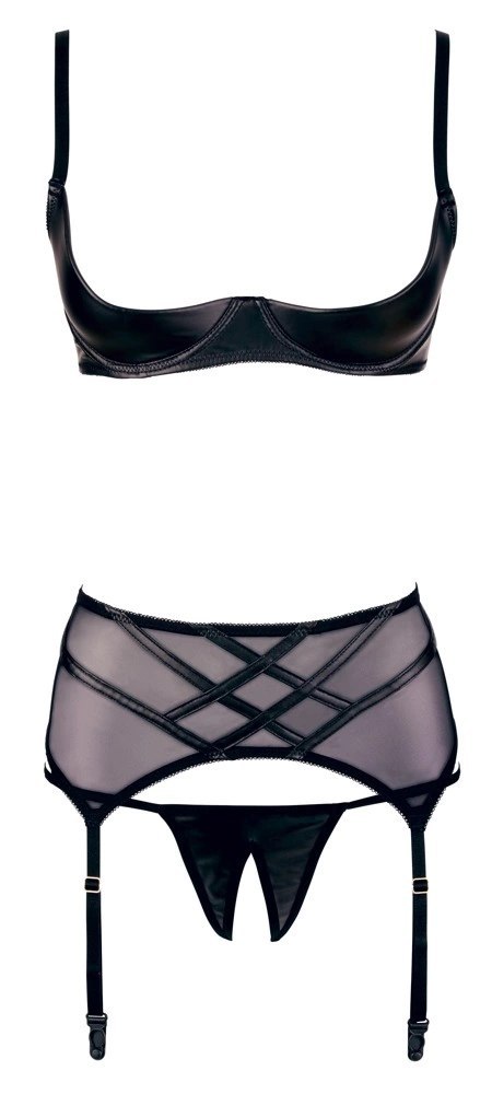Cottelli LINGERIE - 3-Częściowy Seksowny Komplecik Czarny 85C/XL Cottelli LINGERIE Cottelli LINGERIE - 3-Częściowy Seksowny Komplecik Czarny 85C/XL Cottelli LINGERIE