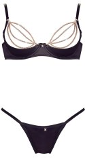 Cottelli LINGERIE - Czarny Seksowny Biustonosz I Stringi Ze Złotymi Łańcuchami 85C/L Cottelli LINGERIE