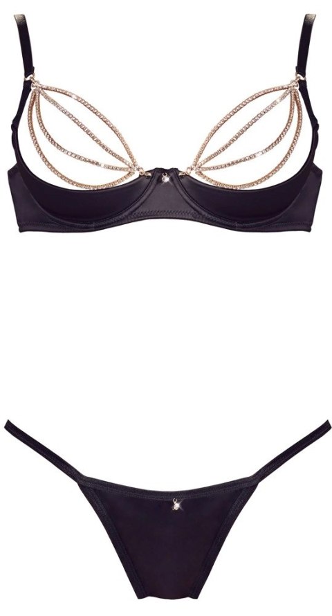 Cottelli LINGERIE - Czarny Seksowny Biustonosz I Stringi Ze Złotymi Łańcuchami 85C/L Cottelli LINGERIE Cottelli LINGERIE - Czarny Seksowny Biustonosz I Stringi Ze Złotymi Łańcuchami 85C/L Cottelli LINGERIE