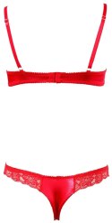 Cottelli LINGERIE - Koronkowy Komplecik Biustonosz Bez Miseczek I Otwarte Stringi Czerwone 75B/S Cottelli LINGERIE