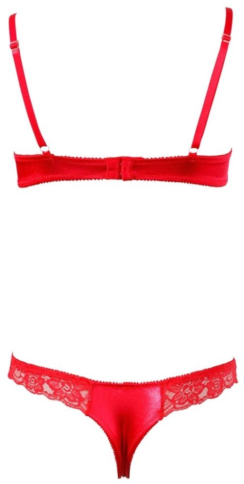 Cottelli LINGERIE - Koronkowy Komplecik Biustonosz Bez Miseczek I Otwarte Stringi Czerwone 85B/L Cottelli LINGERIE Cottelli LINGERIE - Koronkowy Komplecik Biustonosz Bez Miseczek I Otwarte Stringi Czerwone 85B/L Cottelli LINGERIE
