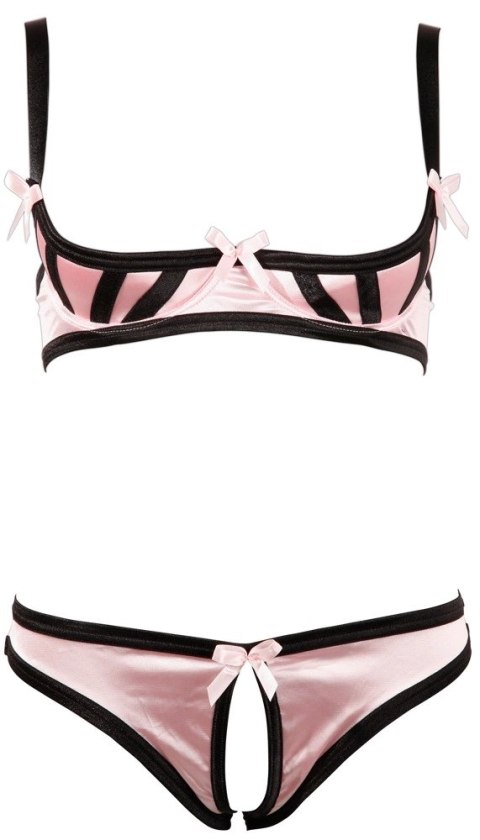Cottelli LINGERIE - Satynowy Biustonosz Bez Miseczek I Figi Bez Krocza Różowe 85B/L Cottelli LINGERIE Cottelli LINGERIE - Satynowy Biustonosz Bez Miseczek I Figi Bez Krocza Różowe 85B/L Cottelli LINGERIE