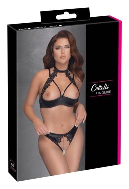 Cottelli LINGERIE - Seksowne Stringi Bez Krocza I Biustonosz Bez Miseczek Z Kwiatowym Haftem 80B/M Cottelli LINGERIE