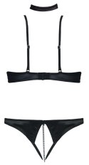 Cottelli LINGERIE - Seksowne Stringi Bez Krocza I Biustonosz Bez Miseczek Z Kwiatowym Haftem 80B/M Cottelli LINGERIE