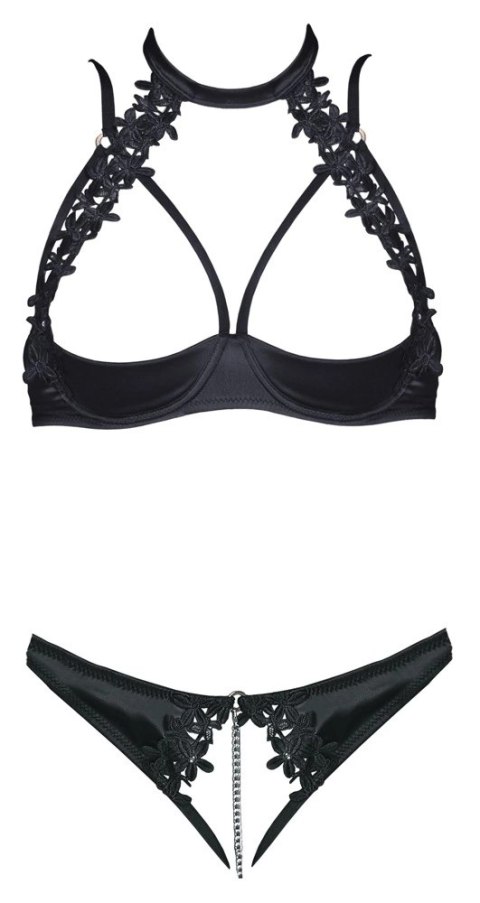 Cottelli LINGERIE - Seksowne Stringi Bez Krocza I Biustonosz Bez Miseczek Z Kwiatowym Haftem 85B/L Cottelli LINGERIE Cottelli LINGERIE - Seksowne Stringi Bez Krocza I Biustonosz Bez Miseczek Z Kwiatowym Haftem 85B/L Cottelli LINGERIE