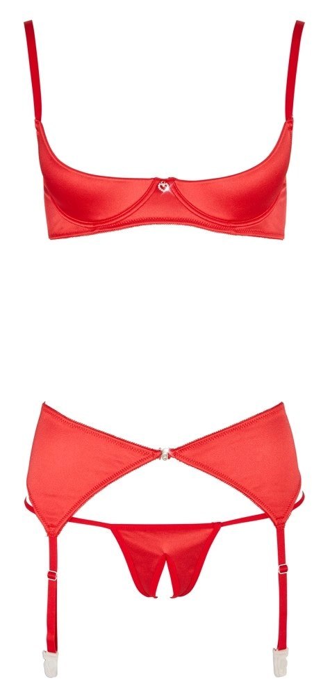 Cottelli LINGERIE - Seksowny Czerwony Satynowy 3-Częściowy Set 75B/S Cottelli LINGERIE Cottelli LINGERIE - Seksowny Czerwony Satynowy 3-Częściowy Set 75B/S Cottelli LINGERIE