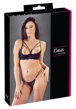 Cottelli LINGERIE - Seksowny Koronkowy Komplecik Stringi I Biustonosz Bez Miseczek Czarny 85C/L Cottelli LINGERIE