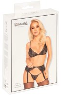 Kissable - 3-Częściowy Seksowny Komplecik Z Pięknej Koronki Czarny S/M Kissable