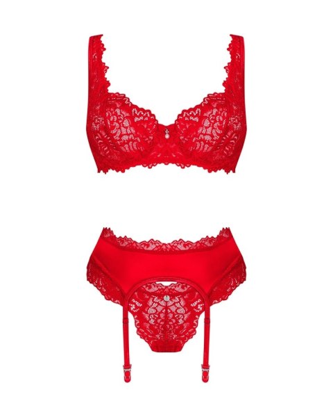 Obsessive - 3-Częściowy Czerwony Koronkowy Zestaw Seksownej Bielizny Amor Cherris L/XL Obsessive Obsessive - 3-Częściowy Czerwony Koronkowy Zestaw Seksownej Bielizny Amor Cherris L/XL Obsessive